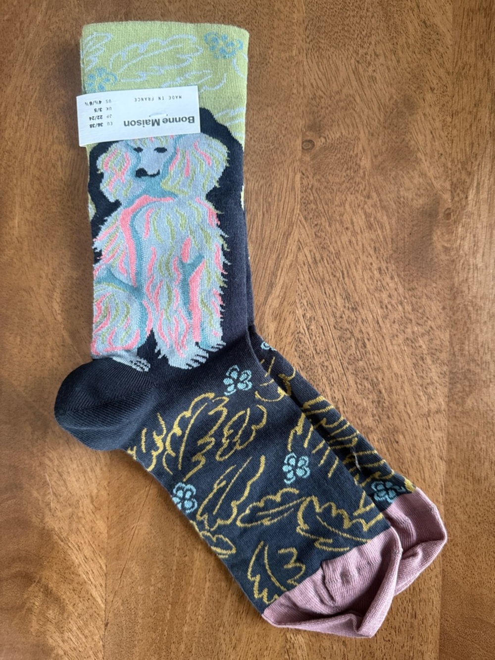 Bonne Maison French Poodle Dog Crew Socks in Pastel Colors